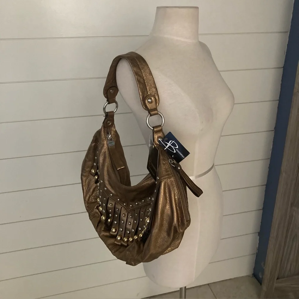 NEW!  B. Makowsky large metallic satchel